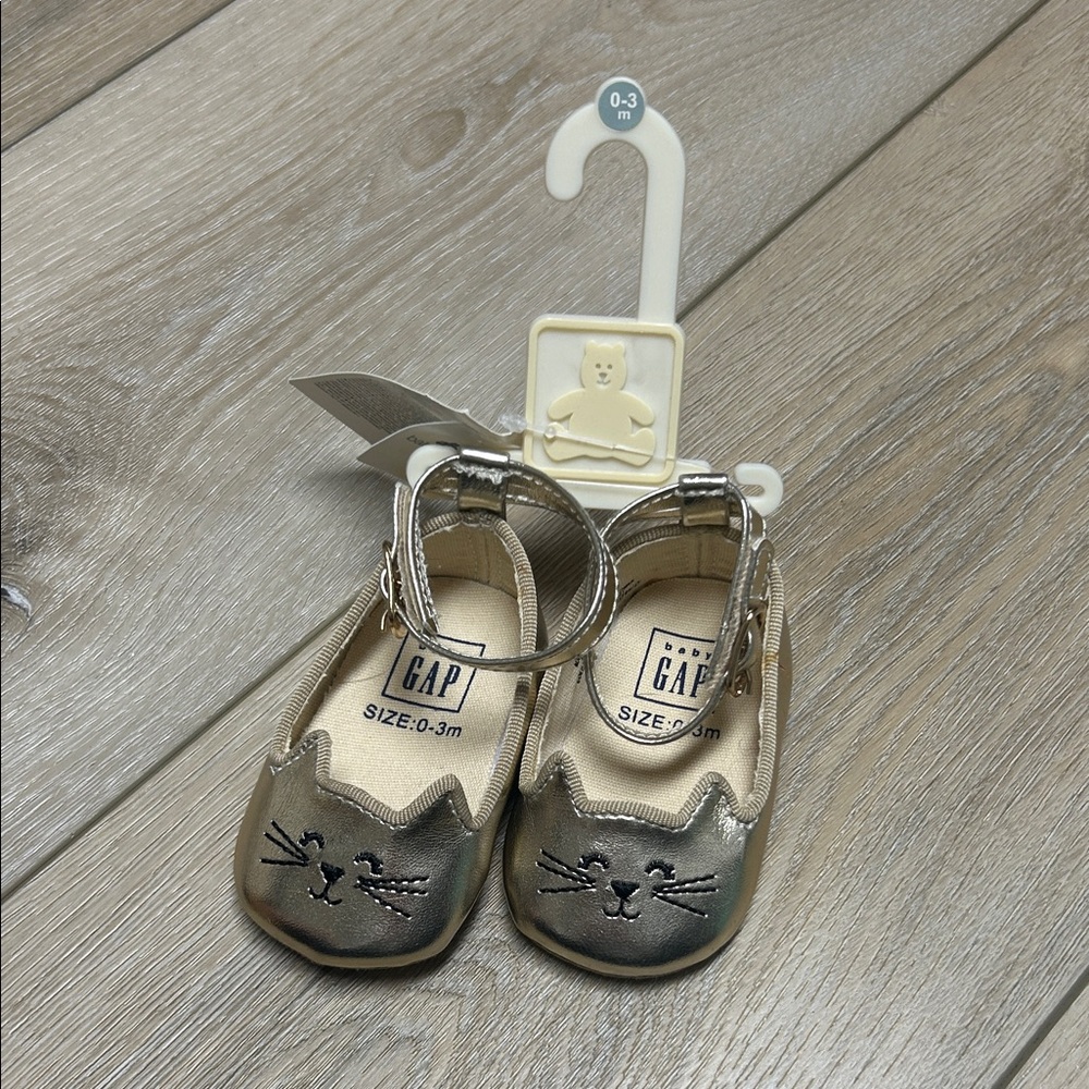 GAP Metallic Baby Shoes with Cat Face